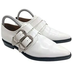 Toga Pulla Shoes Women EU 39 US 9 White Patent Leather Western Pointed Toe Flats